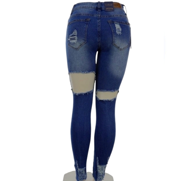 Rock Distressed Denim Skinny Jeans - Picture 3 of 4